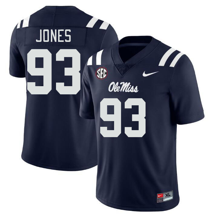 Ole Miss Rebels #93 D.J. Jones College Football Jerseys Stitched Sale-Navy